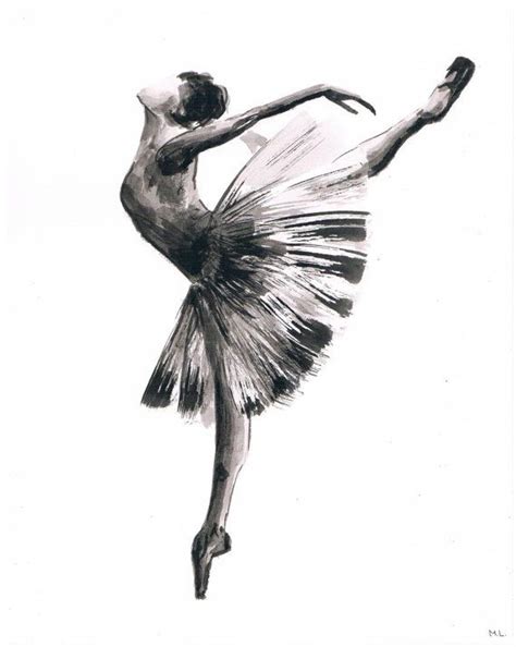 A Black And White Drawing Of A Ballerina