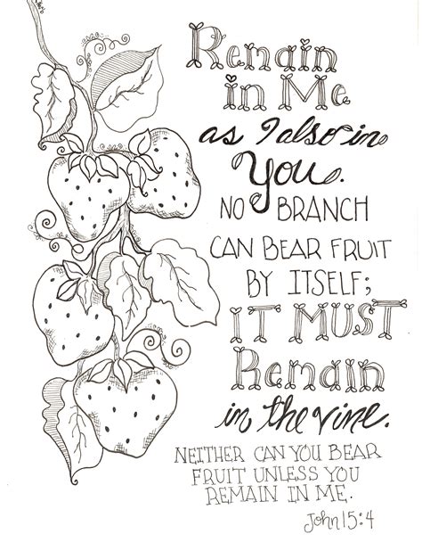 Free Inspirational Remain in Me Scripture Coloring pages Printable 8x10 ...