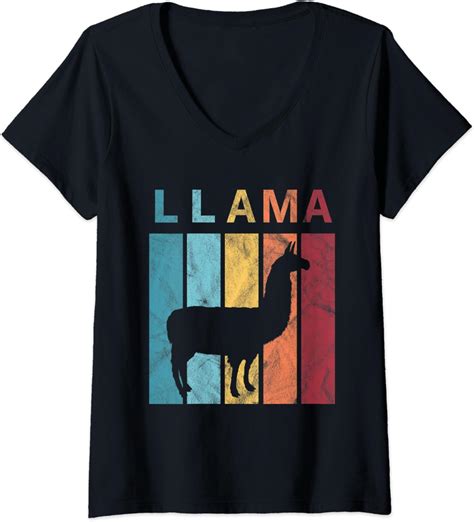 Amazon Com Womens Llama Funny Retro Llama V Neck T Shirt Clothing
