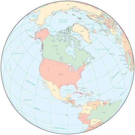 Multi Color Globe Over North America Map With Countries