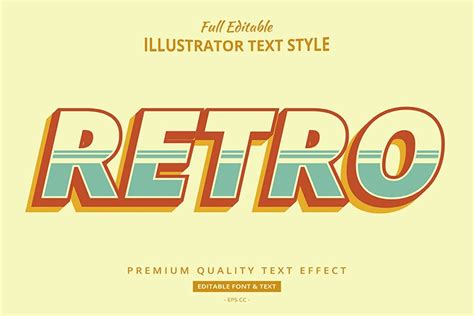 Retro Old 3d Illustrator Text Style Effect