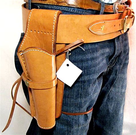 Cowboy Western Fast Draw Leather Holster And Gun Belt 40 To 42 Waist On