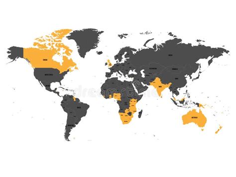 Member States Of The British Commonwealth Orange Highlighted In The