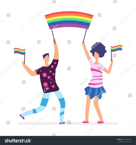 lgbt parade people holding rainbow flags stock vector royalty free 1205957749 shutterstock