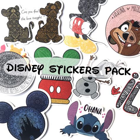 Disney Character Stickers Pack Waterproof Stickers Disney Etsy