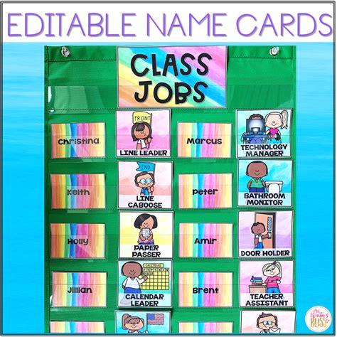 Classroom Jobs Chart Editable Mrs Winter S Bliss Resources For Kindergarten 1st And 2nd Grade