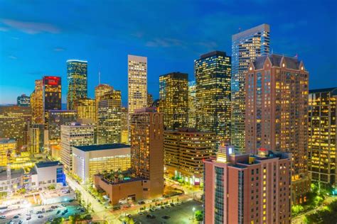 Downtown Houston Skyline Stock Photo Image Of Blue Green 84577652