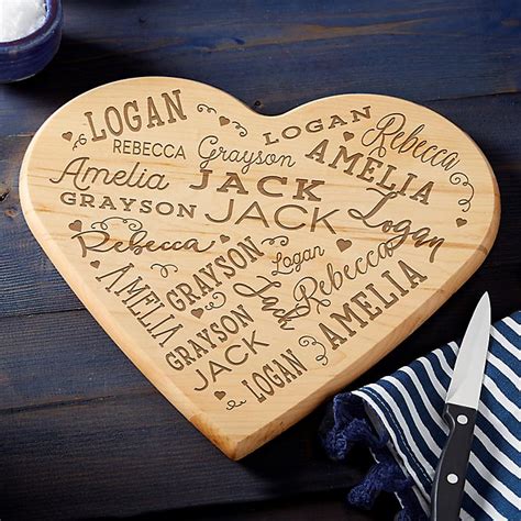 Close To Her Heart Personalized Heart Shaped Cutting Board Bed Bath And Beyond