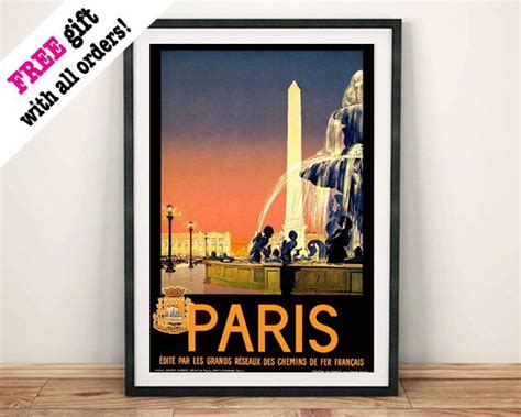 Paris Travel Poster Vintage French Advert Art Print Wall Hanging A4