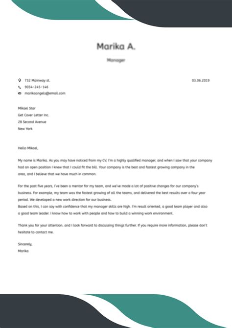 Covering Letter For Sales Manager Resume