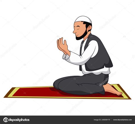 Illustration De Illustration Dun Homme Musulman Priant Sur Fond Blanc