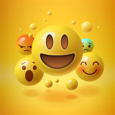 Yellow Background With Group Of Smiley Emoticons Illustration