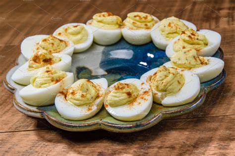 Plate Of Deviled Eggs Featuring Autumn Deviled Eggs And Deviled Egg