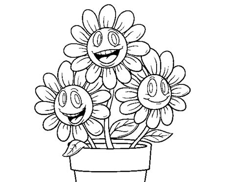 Disegno di fiore con foglie da colorare per bambini. Disegno di Un vaso di fiori da Colorare - Acolore.com