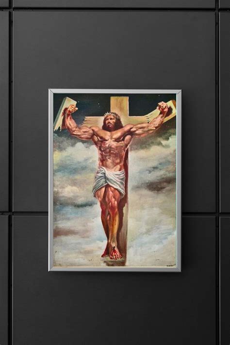 Muscle Jesus Christ Poster Unframed Canvas And Poster Etsy