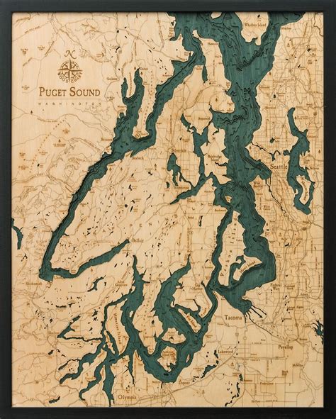 Puget Sound Map — 3d Wood Maps Bella Maps