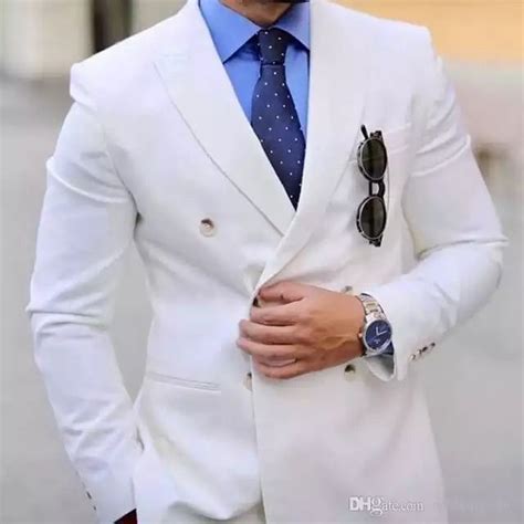 Summer White Men Suits Pants Peaked Lapel Groom Wedding Tuxedo Man