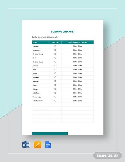 10 Building Checklist Templates Pdf Word Format Download Free