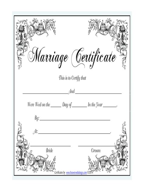 Printable Fillable Marriage Certificate Printable World Holiday
