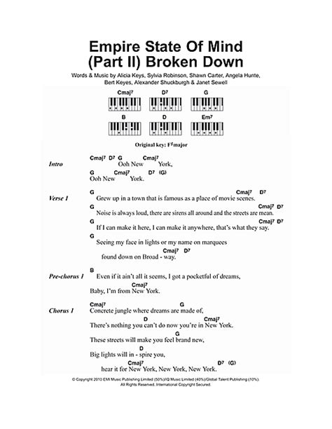 Empire State Of Mind Part Ii Broken Down Sheet Music By Alicia Keys