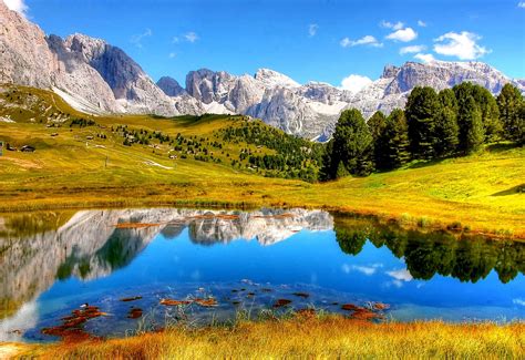 Scenic View Of The Mountains And Pond Landscape Image Free Stock