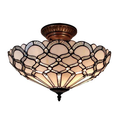 Amora Lighting 2-Light Tiffany Style Ceiling Fixture Lamp ...