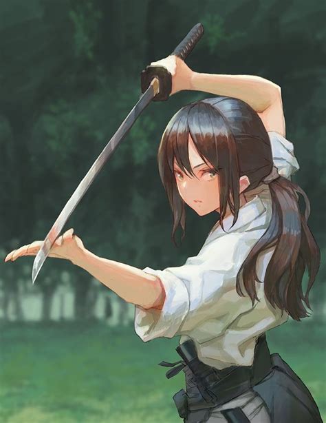 An Anime Character Holding Two Swords In One Hand And Wearing A White