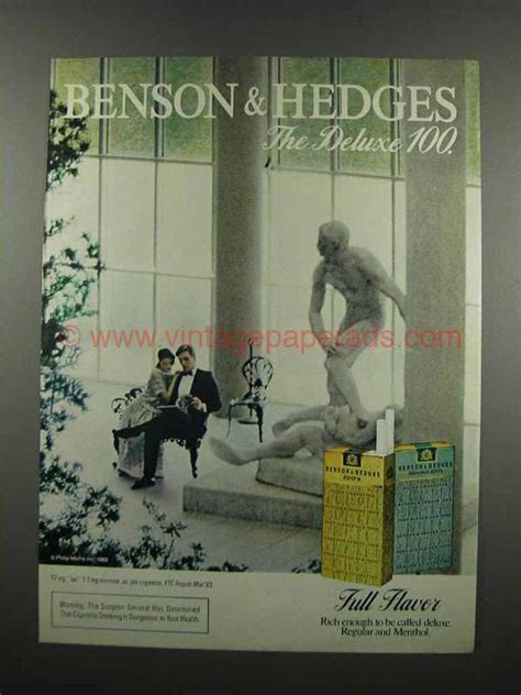 1983 Benson And Hedges Deluxe 100s Cigarettes Ad Du0031