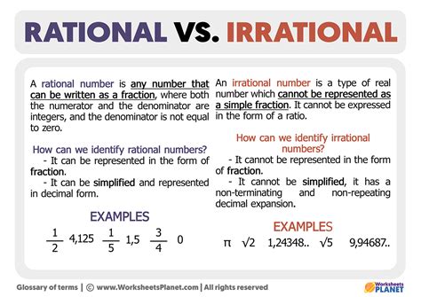 Rational And Irrational Numbers Differences Examples