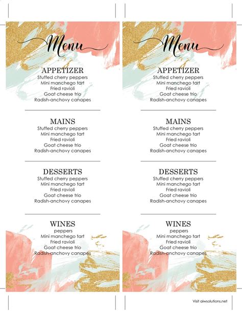 design templates menu templates wedding menu food
