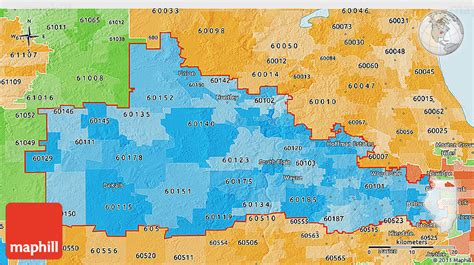 Political Shades 3d Map Of Zip Codes Starting With 601