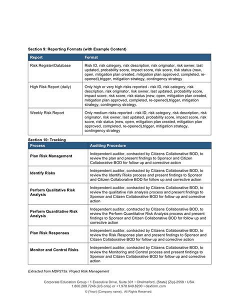 Risk Management Plan Template In Word And Pdf Formats Page 6 Of 6