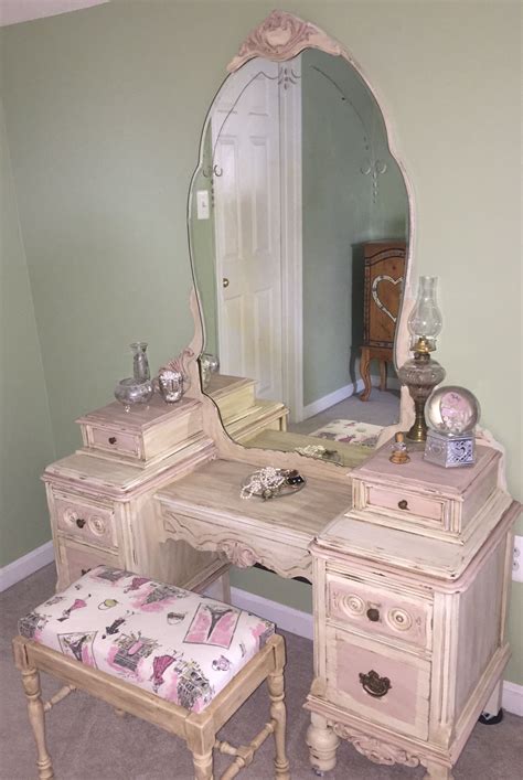 You may also be able to find an older piece at an estate sale for a lot less money. Valspar Chalky Paint Antique Vanity | Vanity redo, Vanity ...
