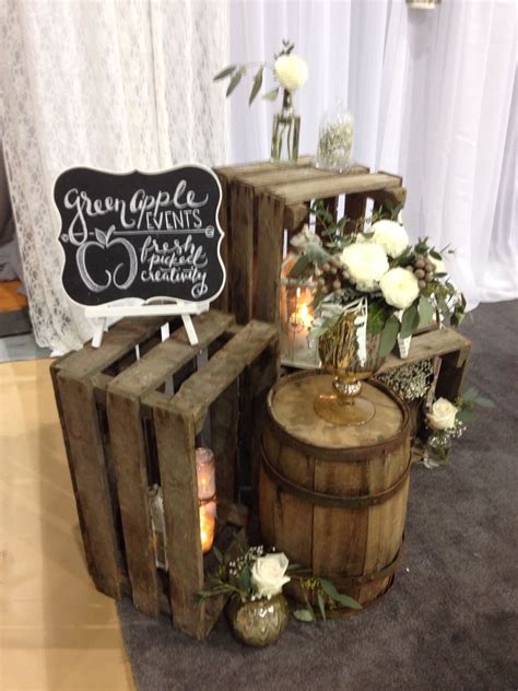 This years new arrivals have been designed with a rustic vintage flair, whether covered in burlap or lace these accessories will compliment a rustic wedding theme. Rustic wedding decore with barrels | Rustic wedding ...
