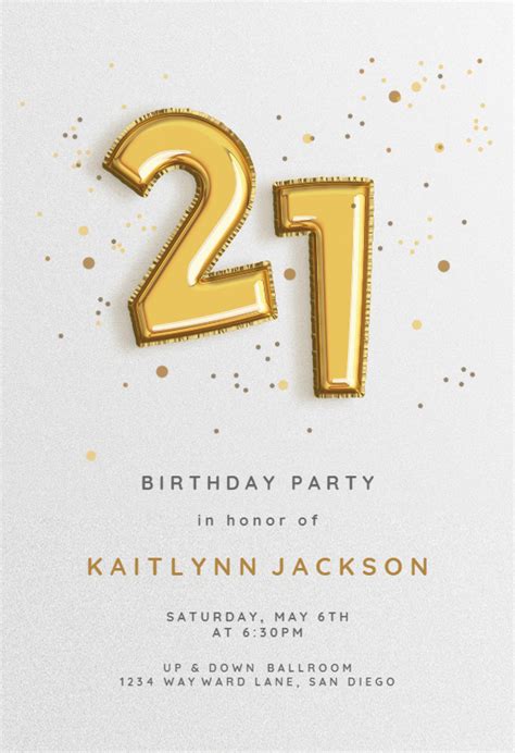 Our fabulous 21st birthday cards are also perfect for party invitations. 21st Foil balloons - Birthday Invitation Template (Free ...