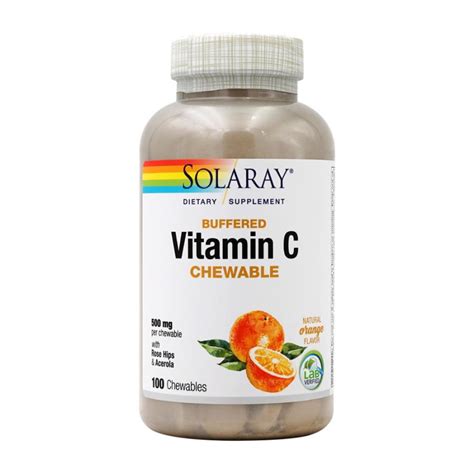 Solaray緩衝ビタミン C チュアブル 500 Mg ナチュラル オレンジ味、100 チュアブルbuffered Vitamin C Chewable 500 Mg Natural