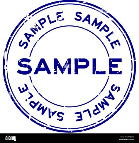 Grunge Blue Sample Word Round Rubber Seal Stamp On White Background