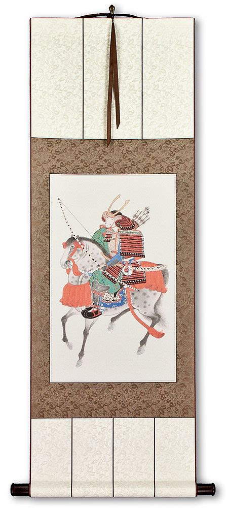 Samurai On Horseback Japanese Print Repro Wall Scroll