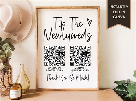 Wedding Sign Qr Code Sign Tip The Newlyweds Venmo Sign Etsy