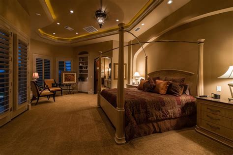Mediterranean Master Bedroom With Built In Bookshelf Galleria Red King 13 Piece Bedding Ense