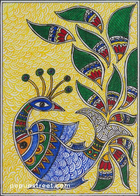 Image Result For Madhubani Peacock Painting Madhubani Art Folk Art Painting Madhubani