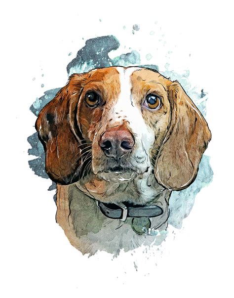 Custom Pet Portrait Watercolor Dog Painting Digital Pet Art Etsy