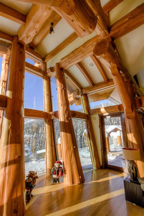 Cedar Post And Beam Curved Timber Roof Glass Forest Log Homes