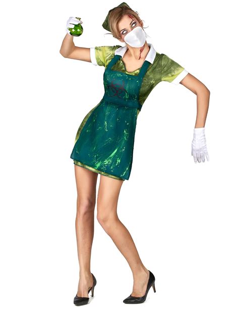 mit unserem fantastischen zombie krankenschwester damenkostüm bestehend aus kleid schürze