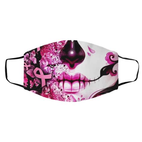 Sugar Skull Breast Cancer Face Mask