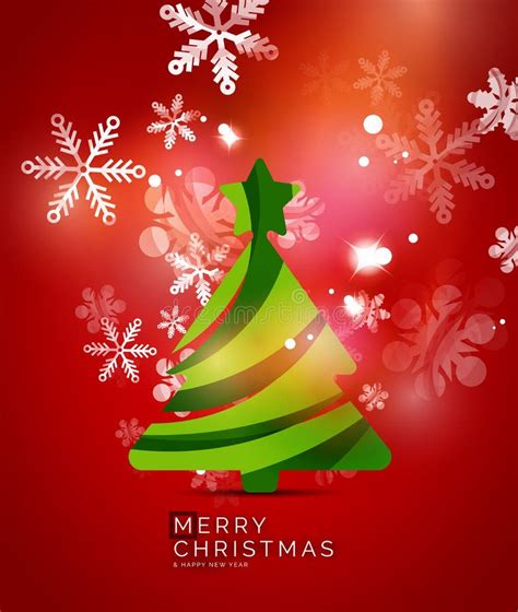 Christmas Tree Red Shiny Abstract Background Stock Vector