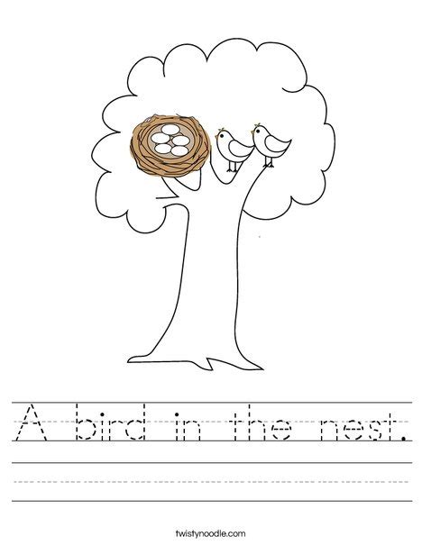 A Bird In The Nest Worksheet Twisty Noodle