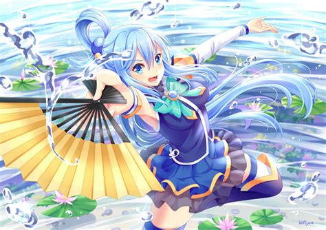 Kono Subarashii Sekai Ni Shukufuku Wo Aqua Konosuba Anime Girls Anime Blue Eyes Blue