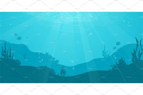 Underwater Cartoon Flat Background Animal Illustrations ~ Creative Market