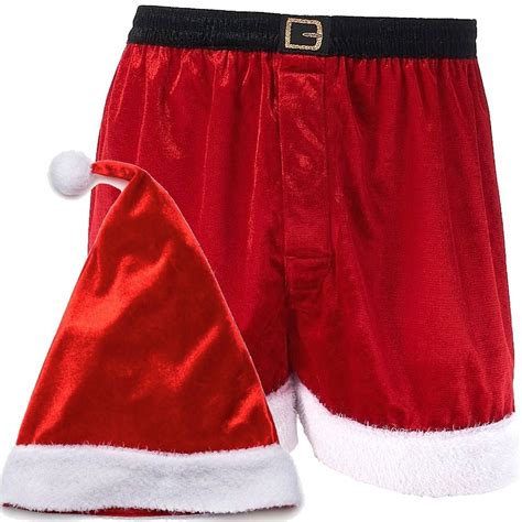 mens holiday and christmas santa hat and boxers t set large l clothing